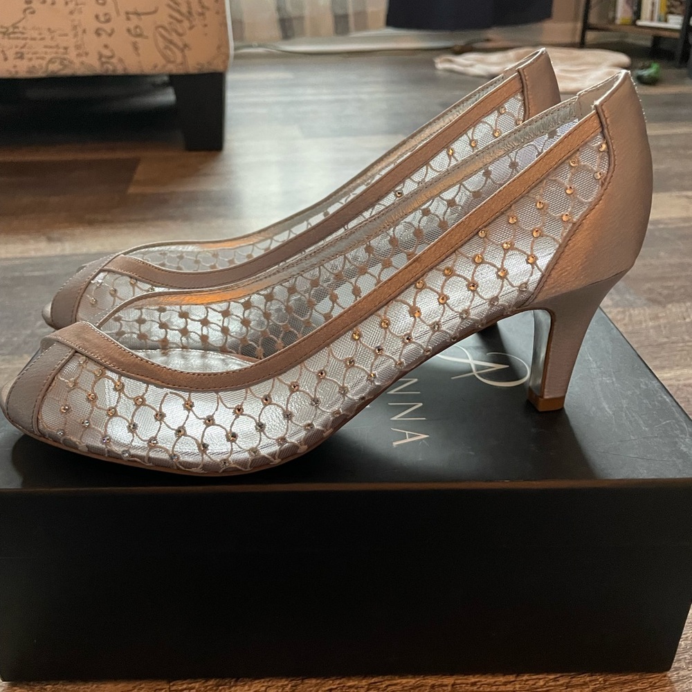 Adrianna Papell Silver Formal Heels